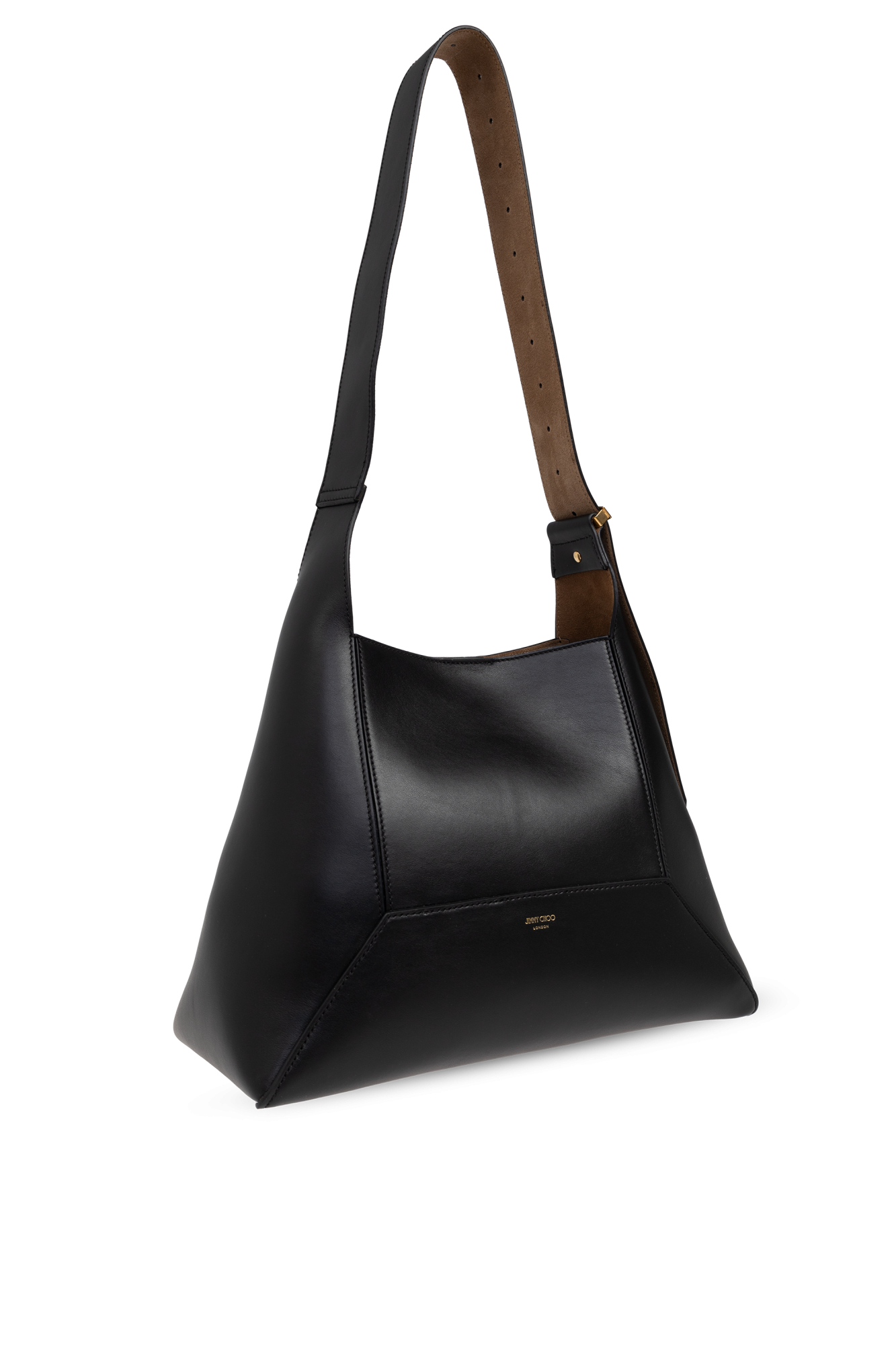ハンドバッグ Jimmy Choo HAND BAG (DIAMONDHOBOMHUT BLACKGOLD) Diamond Hobo/M | Black Leather Shoulder Bag | JIMMY CHOO
